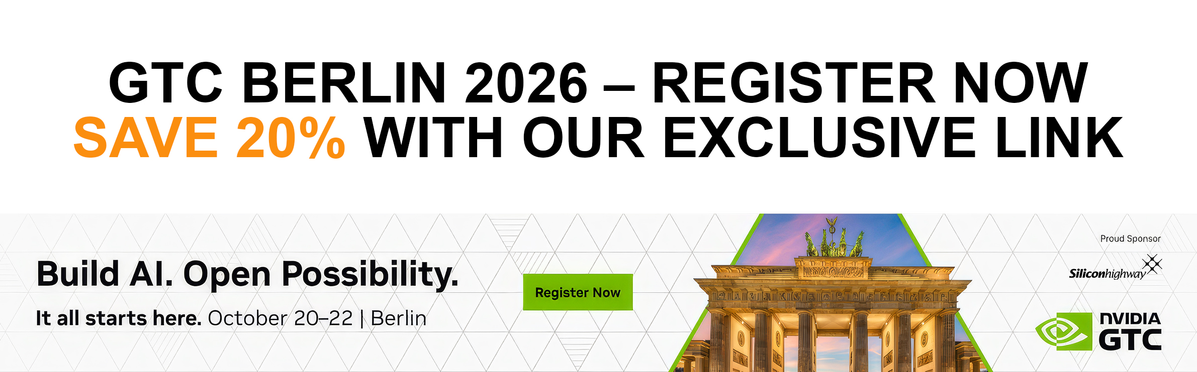 Save 20 on Registration for GTC Berlin 2026